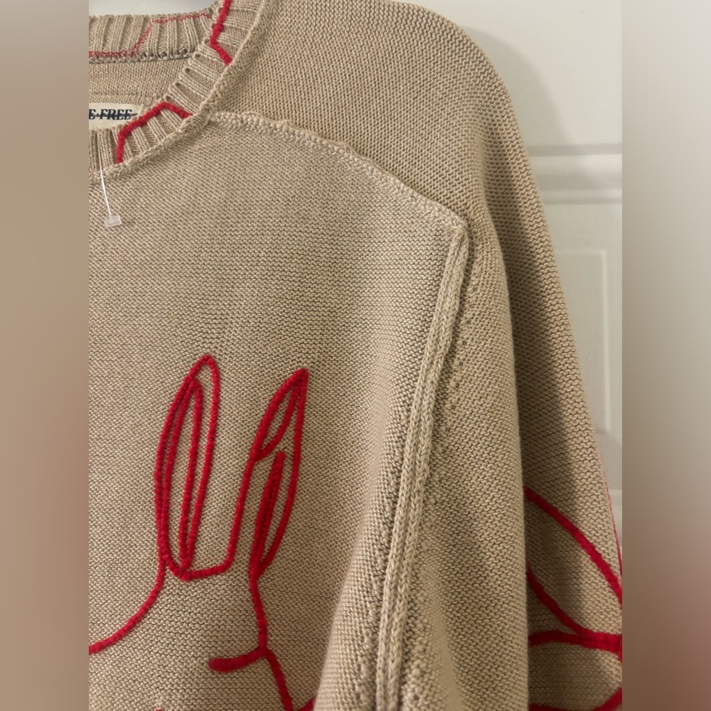 Free People We The Free Graphic Crewneck Sweater Embroidered Bunny Size … - Picture 10 of 15